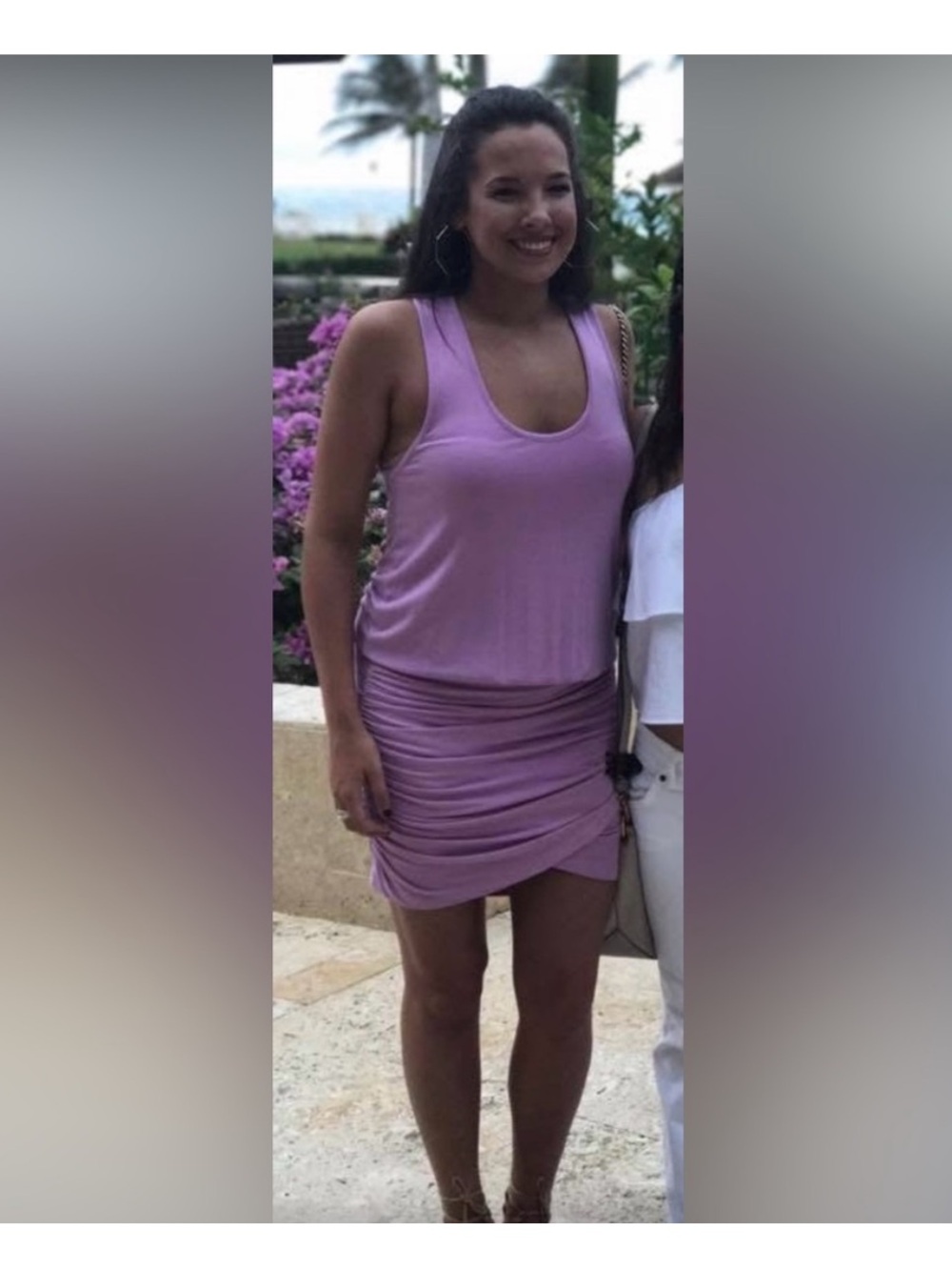 Young Fabulous & Broke Lilac Scoop Neck Ruched Mini Dress